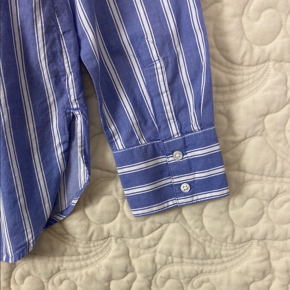 NEW Old Navy The Classic Shirt Blue White Stripe Button Down Cotton Sz Large - Picture 8 of 9